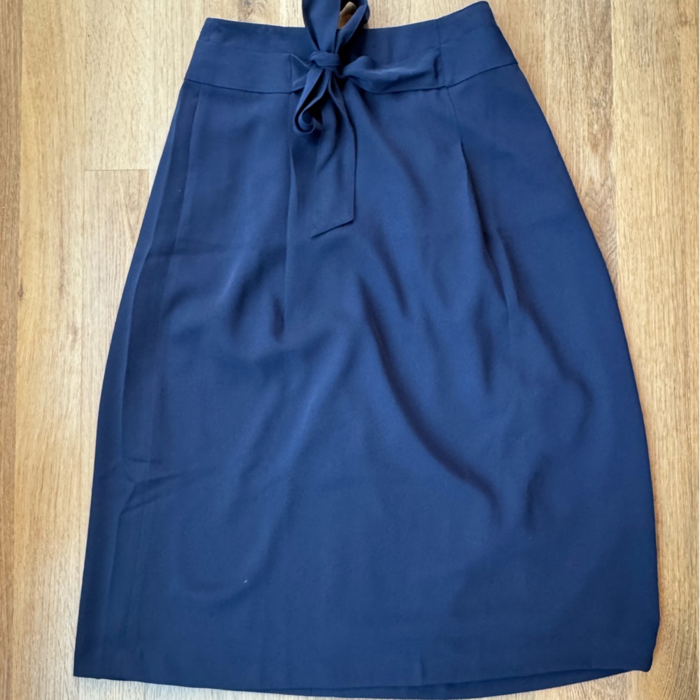Boden Size 10 Navy Blue Midi Skirt Paper Bag Style Waist